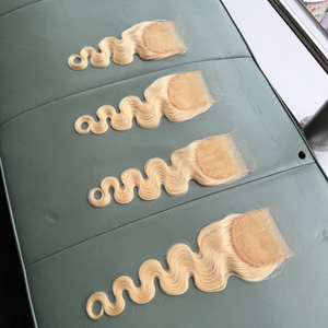 Cheveux humains 100% non traités, blond 613, ondulés, avec closure en dentelle HD 4x4 5x5, qualité supérieure - Product Image 5