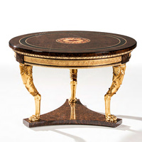 Table basse élégante classique européenne en bois de bouleau sculptée à la main Table centrale ronde pour meubles de salon