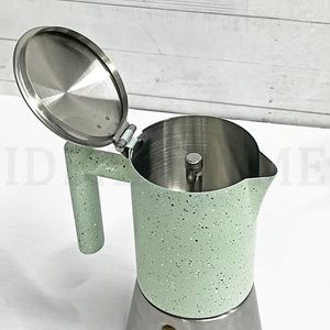 Nouvelle conception, <span class=keywords><strong>cafetière</strong></span> expresso en acier inoxydable de couleur verte, pour cuisinière, pot à expresso Moka, café corsé - Product Image 3