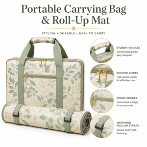 Complete American Mahjong Set with Floral Carrying Case <b>Roll</b> Up <b>Mat</b> Clear Acrylic Racks Tiles and Accessories - Product Image 3