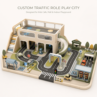 Jeu de rôle routier personnalisé pour enfants : Ville avec mini-routes, feux de circulation, station-service et garage d'entretien – Idéal pour les cafés et centres commerciaux