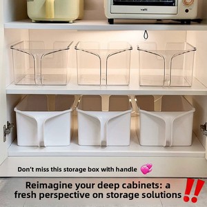 Japanese Style Plastic <b>Kitchen</b> Tall Cabinet <b>Storage</b> <b>Box</b> with Handle Pull-out Sundries Organizer for Seasoning Cereals Grains - Product Image 2