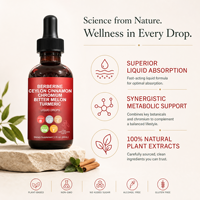 Gouttes buvables de berbérine et cannelle de Ceylan 60ml, supplément de melon amer, curcuma et chrome pour le soutien de la glycémie chez la femme, OEM