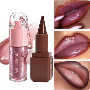 Cross-border <strong>SAM</strong> SUGAR Beauty Makeup Chocolate Lip Liner Lip Oil Set Fine Glitter Long Lasting Natural Moisturizing Color - Product Image 2