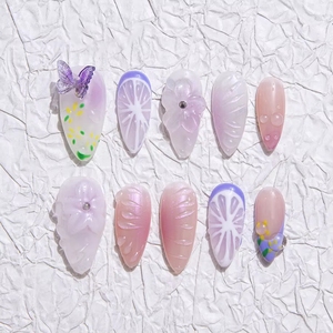 Ongles artificiels 100 % faits à la <span class=keywords><strong>main</strong></span>, à presser, de haute qualité, forme amande, collection 2025, vente chaude, pour la décoration des ongles - Product Image 3