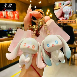 Creatieve Rol Konijn Rubber Sleutelhanger Meisje Tas Hanger Auto Sleutelhanger Cartoon Show Bunny Dier Keyfob Cadeau Voor Magische Liefhebbers