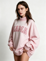 Sweatshirt Kerah Mock Crop untuk Remaja Putri 2026 Oversized Longgar Pullover Wanita Lengan Panjang Kasual Musim Dingin