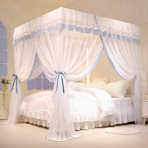 Zanzariera quadrata ecologica in stile principessa francese, con struttura rinforzata a doppio strato per letto matrimoniale, in garza. - Product Image 6