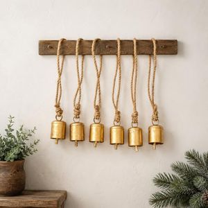Cloche de Noël rustique vintage, cloche de vache décorative, grande cloche de Noël en métal avec corde de suspension en jute - Product Image 2