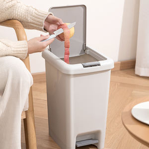 Moderne Rechthoek Vuilnisbak Keuken Badkamer Afval Papier Indoor Prullenbak Met Persdeksel 8 10 15 20l Wit - Product Image 1