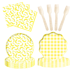 Platos, Vasos y Servilletas de Papel con Diseño de Plátano DAMAI, Artículos para Fiestas de Cumpleaños, Decoraciones Desechables para Mesa para Niños - Product Image 3