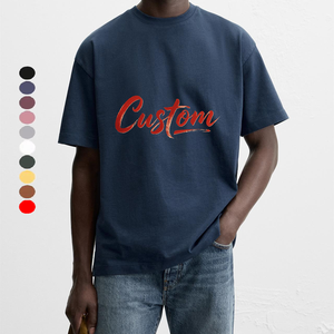 Sườn Vòng nevh Phi Hành Đoàn cổ Mens <span class=keywords><strong>TEE</strong></span> cơ bản nặng trọng lượng hải quân bông tùy chỉnh màu xanh đồng bằng áo phông - Product Image 1