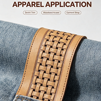 Étiquette en similicuir gaufré à texture tissée, rectangulaire personnalisée, en cuir PU imprimé, avec sequins légers à coudre pour chapeaux