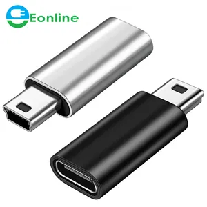 EONLINE OTG Mini USB to Type C Adapter 5 Pin Male Mini USB to Female USB Type C Data Transfer Connector for GoPro MP3 Camera PC