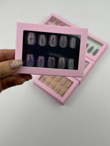 Vụ Nổ mặc bao bì móng tay Hộp mở cửa sổ đôi chèn màu móng tay hộp các tông màu trắng gấp móng tay nghệ thuật nhãn dán hộp - Product Image 3
