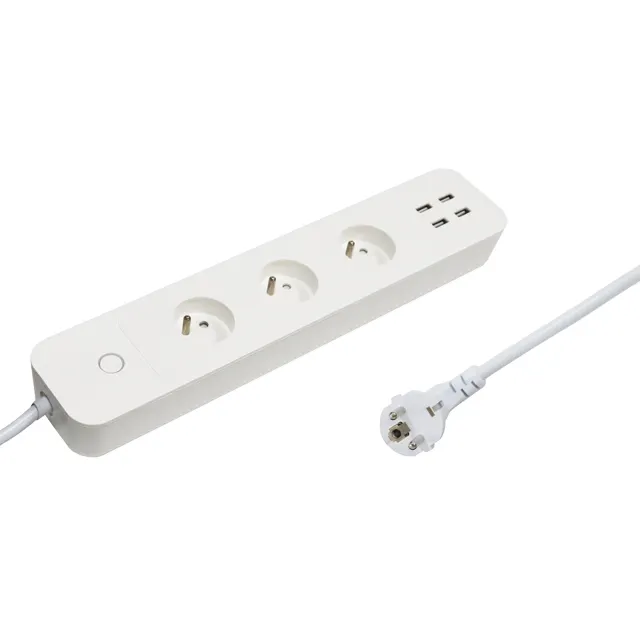 France(FR) Standard 3 Gang Outlets with 4 USB Ports Extension Power Strips Wireless Remote Control Power Plug Sockets