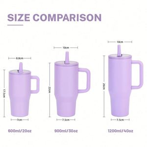 Vaso Térmico Deportivo de Acero Inoxidable con Logotipo Personalizado, 40oz, 30oz, 20oz, Taza de Viaje para Café, con Asa y Tapa con Pajita Abatible - Product Image 2