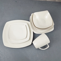 Service de table carré en porcelaine fine, assiettes, bols et tasses en porcelaine blanche pure pour la maison ou comme cadeau