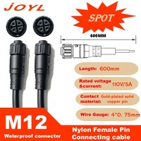 Câble Connecteur LED Extérieur Étanche IP68 M12 JOYL 4 Broches Femelle 4x0.75mm 5A 110V 0.6M pour Système Solaire Autonome et Éclairage Anti-Mauvaises Herbes