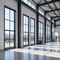 Ventana de Vidrio Templado Insonorizada para Fábrica, Taller, Estructura de Acero, Aislamiento Térmico, Ventana de Aluminio con Puente Térmico Roto
