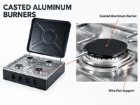 Cuisinière à gaz à brûleurs simples de type européen, cuisinière à gaz verticale à quatre brûleurs, cuisinière à gaz européenne pour l'intérieur et l'extérieur