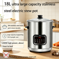 Autocuiseur Électrique Professionnel pour Restaurant – Cuiseur Polyvalent en Acier Inoxydable 304 pour Riz, Bouillie, Soupe et Viande Mijotée