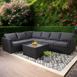 China supplier L shape lounge modern luxury modular patio sofa set wicker rattan outdoor sectional sofa