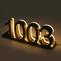 Alta calidad Metal 3D Led casa número luz al aire libre Acero inoxidable iluminado letra signo Logo dirección Puerta placa
