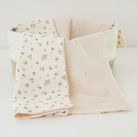Couverture d'emmaillotage personnalisée pour tout-petit en mousseline gaufrée 100 % coton, douce, pour poussette, berceau et lit, utilisable quatre saisons, à broder
