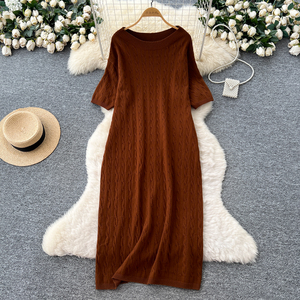 Dresses Phụ Nữ Phụ Nữ khiêm tốn Tròn Cổ Cáp Đan Áo Len Ăn Mặc Lỏng Lẻo Phù Hợp Thẳng Thay Đổi Ăn Mặc Cho Phụ Nữ - Product Image 1