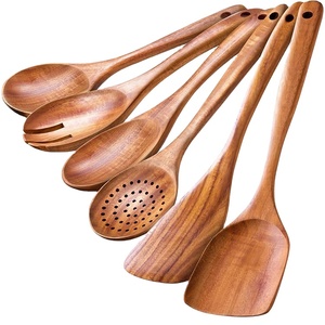 Cuillère en bois de teck personnalisable WDF pour la <span class=keywords><strong>cuisine</strong></span>, 6 pièces, ustensiles de <span class=keywords><strong>cuisine</strong></span>, ensemble d'ustensiles de <span class=keywords><strong>cuisine</strong></span> pour la <span class=keywords><strong>cuisine</strong></span> - Product Image 1