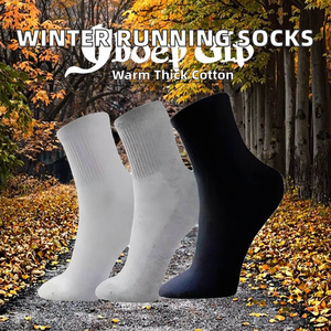 Fall/Winter Crew Running Ankle <b>Socks</b> Knitted 100% Cotton Thick Sweat-Wicking Odor-Resistant Quick-Drying Non-Slip Mens - Product Image 2