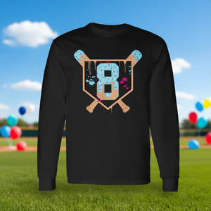 Maglietta a maniche lunghe per bambino di 8 anni con numero 8, design a goccia di gelato, girocollo, stampa digitale, sportiva - Product Image 3