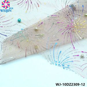 100% in fibra di poliestere arcobaleno fuochi d'artificio perline per unghie tulle tessuto a maglia a maglia tessuto base di scena abbigliamento casual - Product Image 5