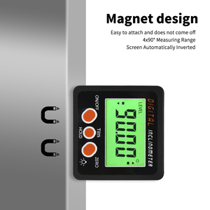 Jauge de <span class=keywords><strong>niveau</strong></span> et d'angle électronique numérique magnétique et boîte à biseau, rapporteur 4*90 degrés outil de mesure du travail du bois - Product Image 3
