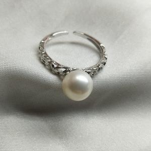 Anillo de Perlas de Agua Dulce, Plata S925, 8-9 mm, Redondas Brillantes, Impecables, Estilo Simple y Ajustable - Product Image 3