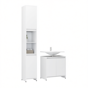 Juego de Muebles de Baño de Madera Sintética Blanca, 3 Piezas, Diseño Minimalista, Fácil de Limpiar, Forma Rectangular - Product Image 1