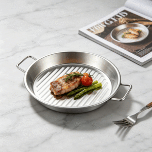 <span class=keywords><strong>Plateau</strong></span> de service en acier inoxydable de qualité alimentaire de style coréen FLEY avec deux poignées, <span class=keywords><strong>plateau</strong></span> pour barbecue, fruits de mer, <span class=keywords><strong>homard</strong></span>, steak, en-cas frit - Product Image 1