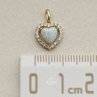 Vente flash - Collier pendentif cœur en argent sterling 925 avec opale, plaqué or, halo de zircon cubique pour femmes