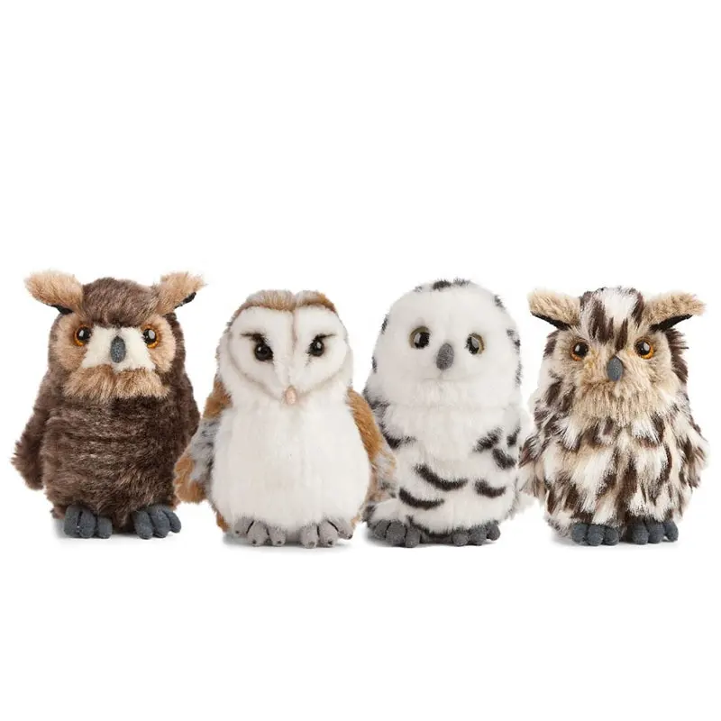 Jouets en peluche mignons, animaux en peluche, hibou, grands yeux, hibou, couleur blanche et marron, fabricant Oem En71, haute qualité,