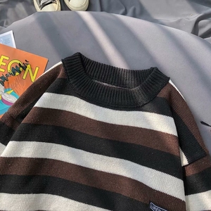 Suéter de punto a rayas azul y blanco para <span class=keywords><strong>hombre</strong></span> y mujer, ropa unisex, venta al por mayor - Product Image 5