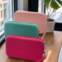Reise Make-up Tasche Weiches Silikon Tragbare wasserdichte Kopfhörer Briefpapier Aufbewahrung tasche mit Riemen Münz geldbörse Reise kosmetik Taschen