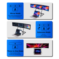 Moniteur portable pliable à trois écrans de 15,6 pouces pour ordinateur portable, tablette, PC, FHD 1080P IPS, écran professionnel pour ordinateur portable, fabrication OEM ODM
