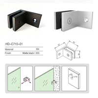 Pince de fixation en acier inoxydable pour balustrade en verre noir 12-20mm, accessoires de fixation pour balustrade en verre sans cadre, raccord réglable pour main courante en verre