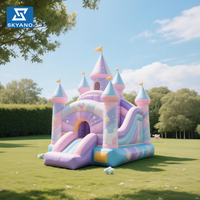 Château gonflable de conte de fées, château gonflable d'intérieur équipé d'un toboggan et d'un trampoline