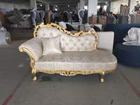 Canapé inclinable en bois antique en cuir véritable de style français avec chaise de loisirs au design indonésien pour une utilisation en hôtel