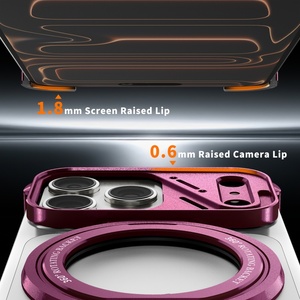 Étui de téléphone magnétique sans cadre en alliage d'aluminium personnalisé pour iPhone 18 15 16 17 Pro Max avec protection à 360° °   Support rotatif antichoc - Product Image 5