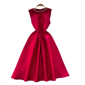 Robe sans manches style <span class=keywords><strong>Audrey</strong></span> Hepburn, coupe trapèze, col rond, taille élastique, robe de bureau élégante - Product Image 5