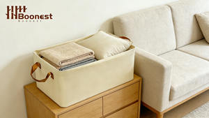 Cesta de Almacenamiento de Tela Personalizada OEM |   Contenedor de Almacenamiento Abierto con Asas |   Organizador de <span class=keywords><strong>Armario</strong></span> Plegable de Gran Capacidad - Product Image 6