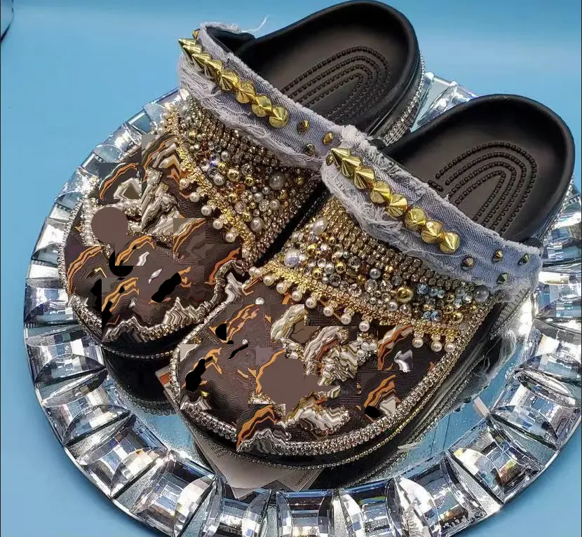 Bling lujo mujer zapato de cristal zapatos de diamantes de imitación encantador superior cristal gema zapatos Zueco cristal brillo